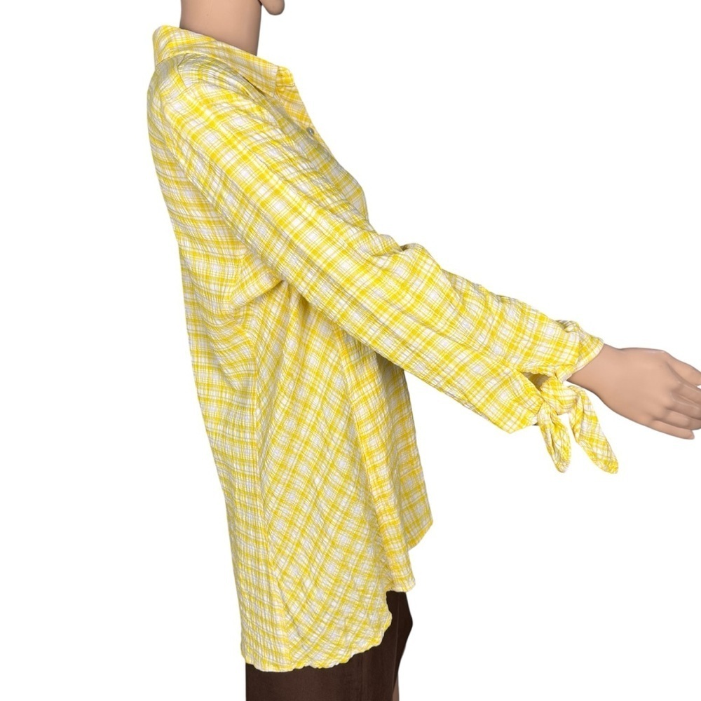 New Susan Graver Yarn Dyed Button Front Yellow Plaid Shirt A479195 Size S - Picture 4 of 12